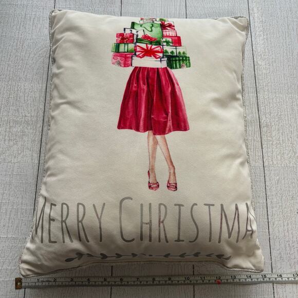 Christmas Retro Fashion Lady Shopping Pillow  Festive Décor - Picture 3 of 4